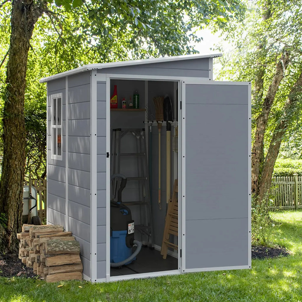 Outdoor 5x4 FT Resin Storage Shed Lockable Floor Tool Patio Backyard Lawn, Customized