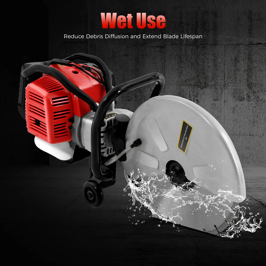 Bepritm 52CC Gas-Powered Concrete Cutting Saw, 1400W High Torque Demo Saw with 350mm Blade 4in Max Cut Depth, 2-Stroke Wet Saws Cutter for Granite, Brick, Reinforced Concrete