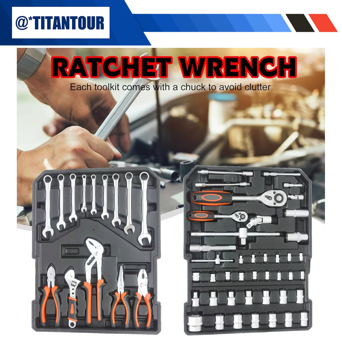 TitanTour Model Number: WBTOOL999PCS  999-Piece Professional Industrial Repair Tool Set, Automotive Electrician Mechanical Household Multifunctional, Including Wrench