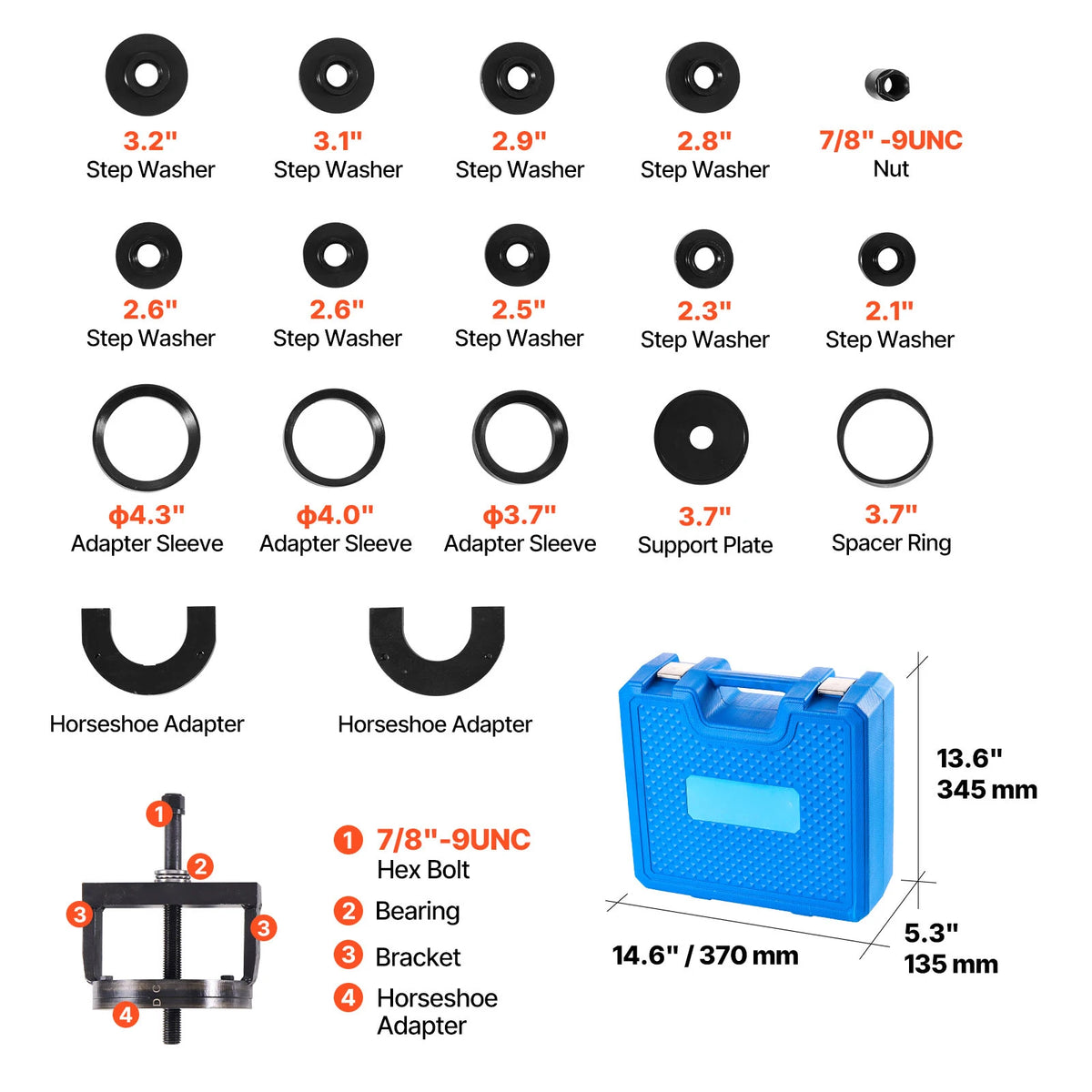 SucceBuy 9-Way Slide Hammer Puller Set Front Wheel Hub Bearing Remover Axle Bearing Puller Tool Kit and Slide Hammer Remover Set
 XC9027C/XC8670/XC2120