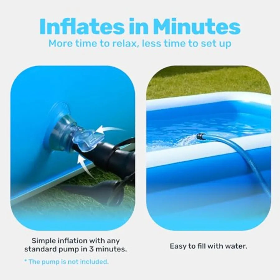 Joyfy Inflatable Pool for Adults with Seats 120" x 72" x 22" Full-Sized Blow Up Durable Thickened Above Ground Pool Large Swim