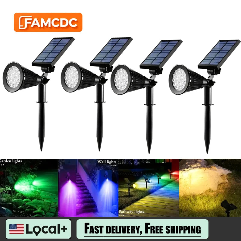 FAMCDC  Solar Spot Light Outdoor Lawn Lamp Waterproof Spotlights Solar Garden Lights Landscape Lighting Decoration Pathway Lamp