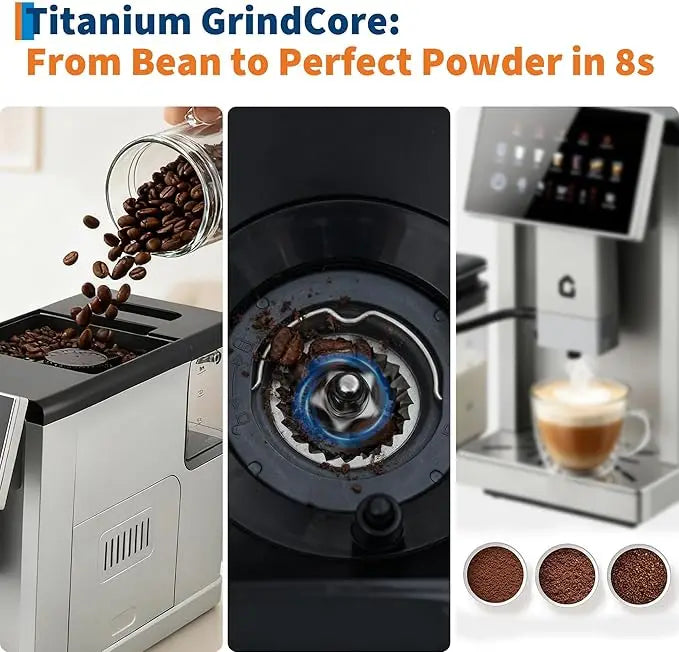 Super Automatic Espresso Machine with Built-in Grinder & Milk Frother Self-Cleaning for Latte, Cappuccino, Americano