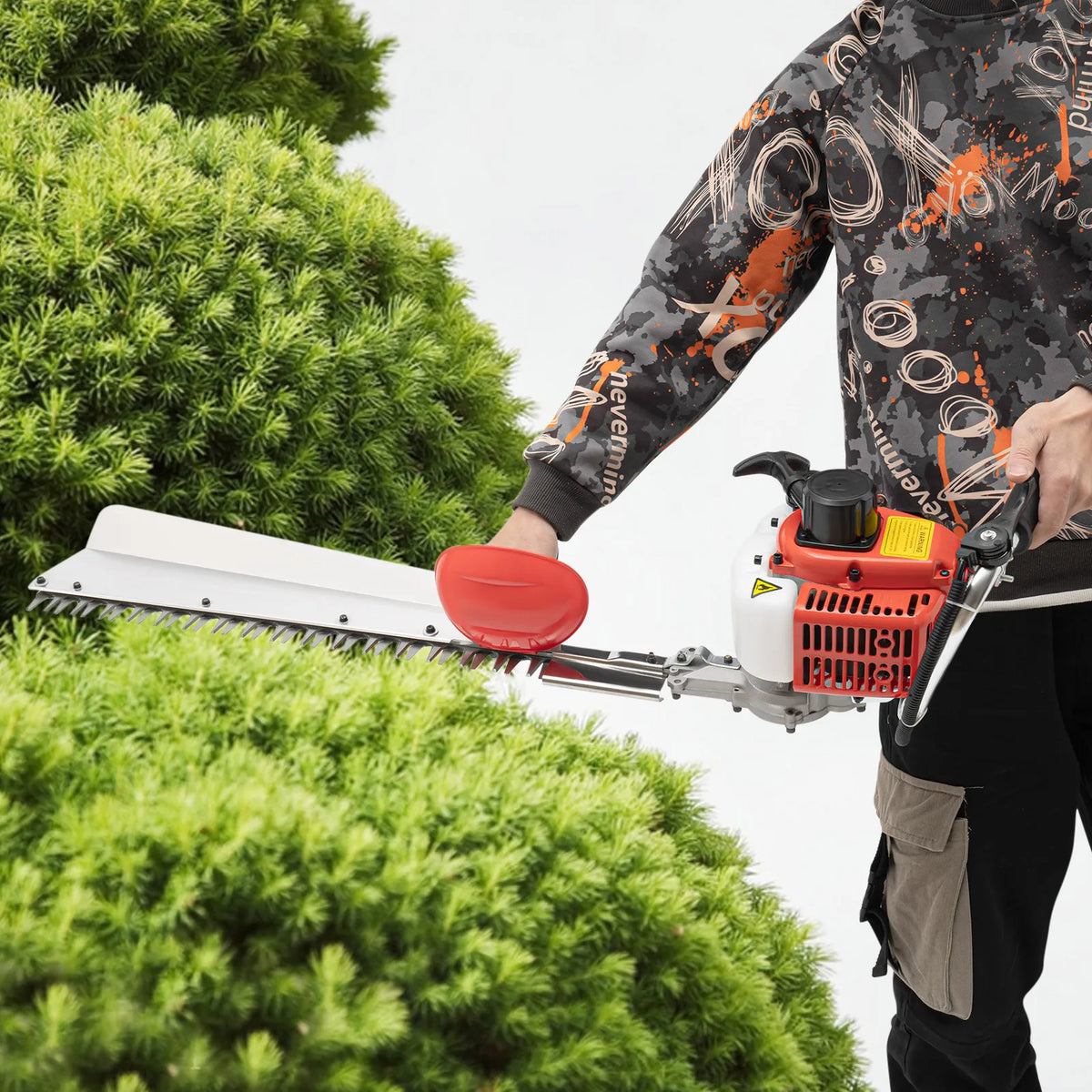 Hedge Trimmer 0.65KW Aluminum Garden Bush Trimmer Tool, 7500r/min, Single-edged Blade Hand-pull Start, 103*26*25 cm