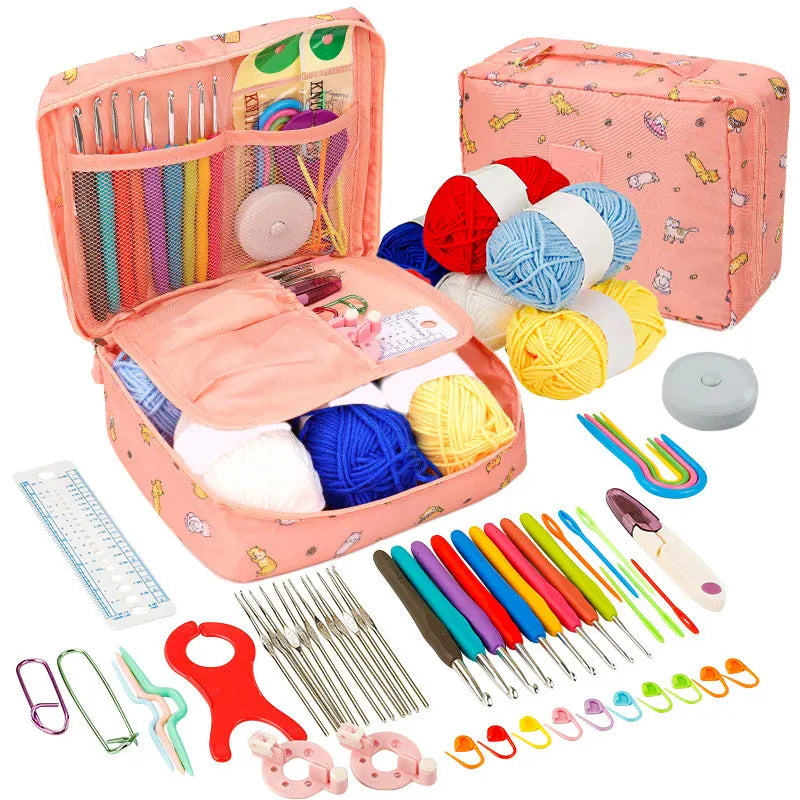 Crochet Kit Beginners, Crochet Hook Set with Crochet Yarn, Portable Set, Travel Crochet Supplies, 58 Pc Crochet Kit