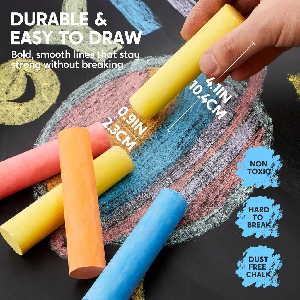 75-Piece Washable Sidewalk Chalk,,, Chalk Set in 5 Colors, Non-Toxic for Kids Outdoor Fun, Sidewalk Chalk For Art and School Supplies.