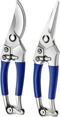 Tacleekii 2-Pack Stainless Steel Bypass Pruning Shears Ergonomic Garden Shears for Branch, Shrub, Vine & Indoor Plant Trimming, Flower Arranging – 8x20cm