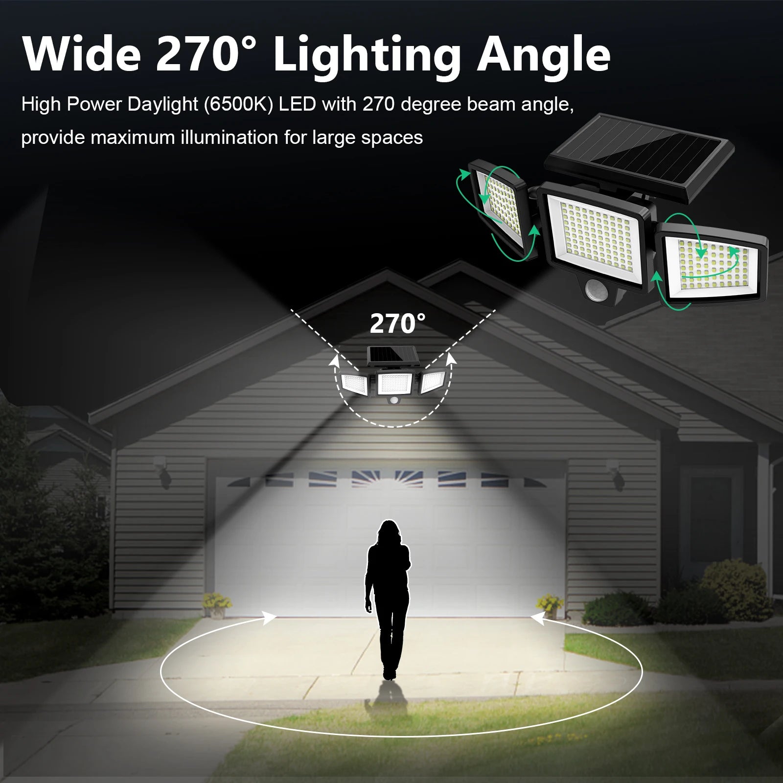 3 Pack Outdoor Solar Lights, 2800LM，Motion Sensor Security Lights for Porch, Garage, Yard Entrance, Patio