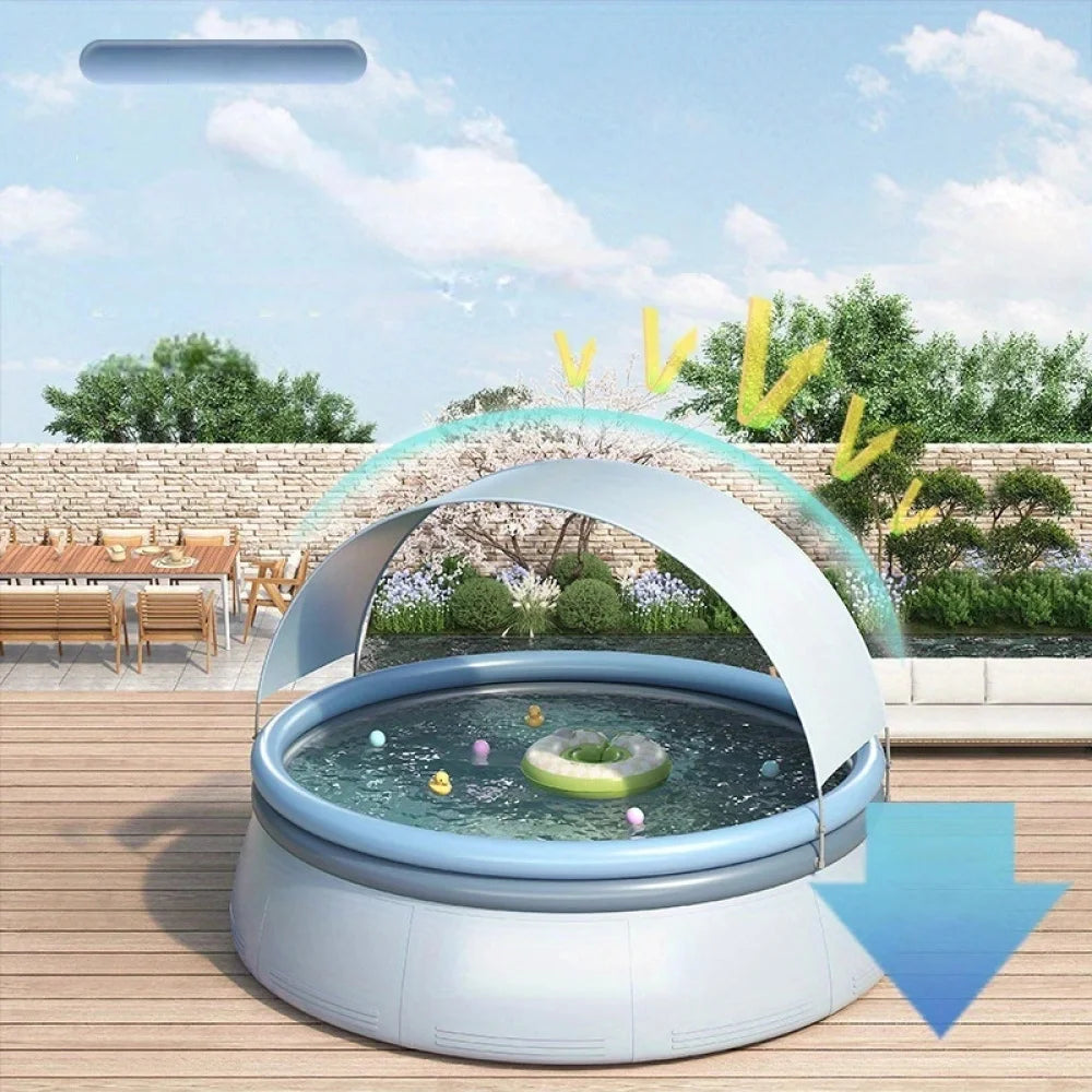 118.11*25.98in Accommodates 7 people Inflatable Swimming Pool Extra-large Blow up Pool, Round Inflatable Pools Adult, Family Swimming Pool , Top Ring Summer Water Party Pools for Outdoor, Backyard