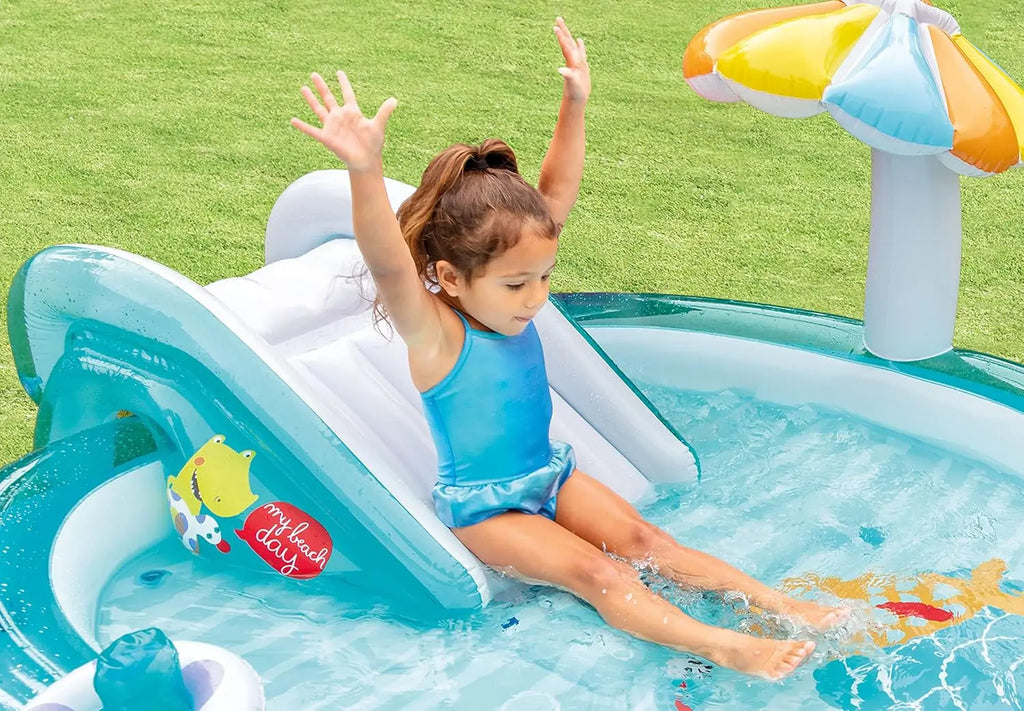 Gator 6.6' x 5.6' x 4" Outdoor Inflatable Kiddie Pool Water Play Swim Center