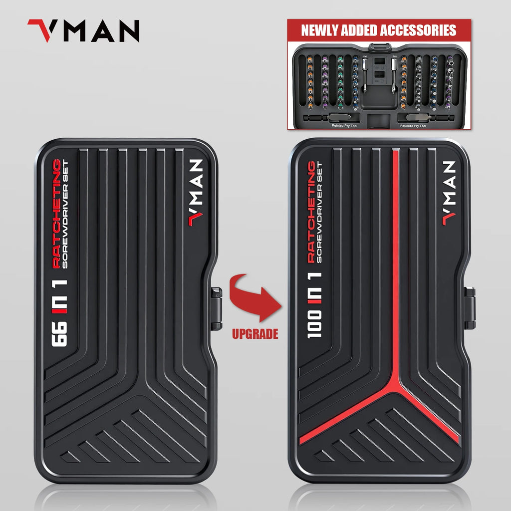 VMAN 100-in-1 Multifunction Ratchet Screwdriver Set Multi Magnetic Bits Mini Repair Tool Kit Household Tool For PC & Desk Etc.