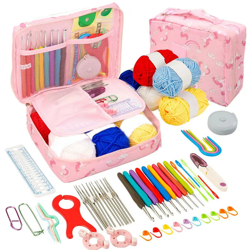 Crochet Kit Beginners, Crochet Hook Set with Crochet Yarn, Portable Set, Travel Crochet Supplies, 58 Pc Crochet Kit