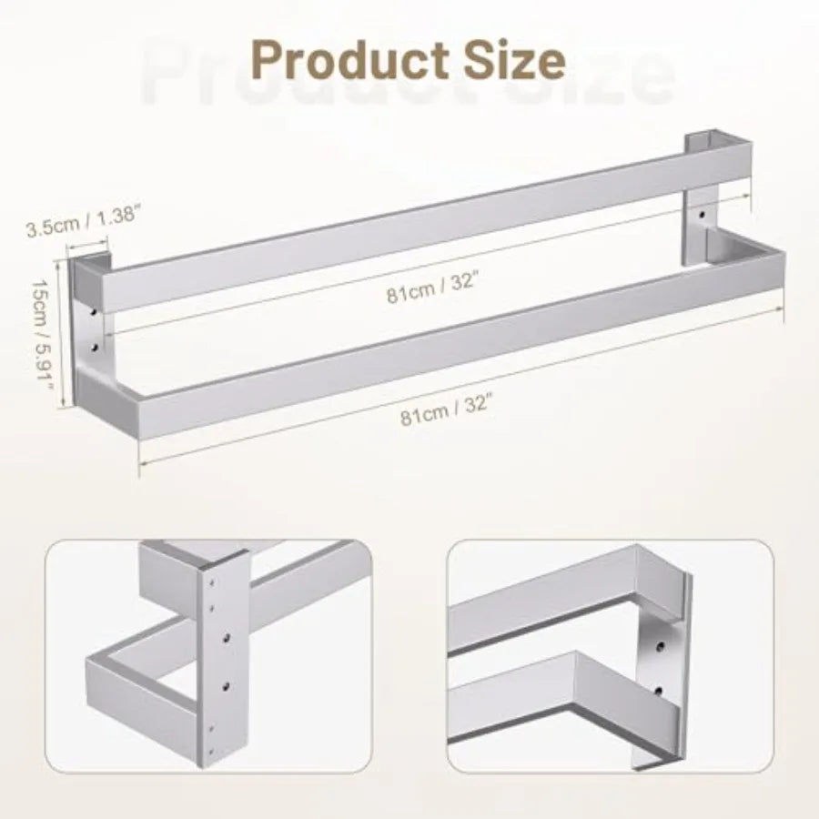 Double Towel Bar, Towel Rack for Bathroom Stainless Steel Wall-Mounted Bathroom Hardware Accessories 23.6/24/32 Inch
