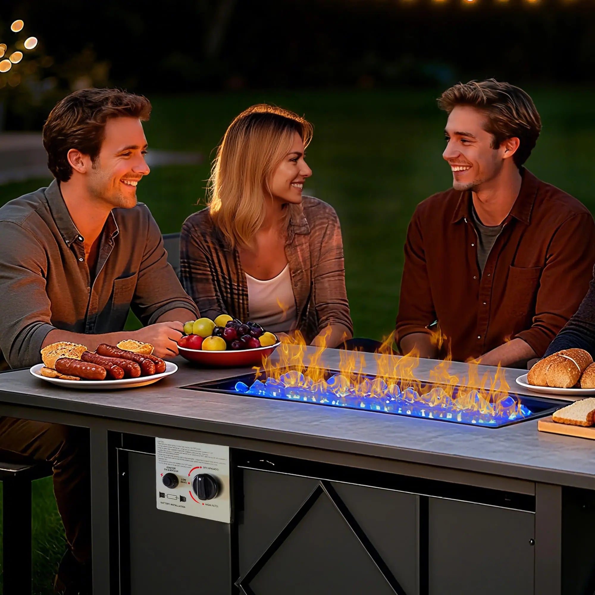 JHK Outdoor 43 Inch Propane Fire Pit Table 50,000 BTU Fire Pit for Outside Patio Garden Backyard Deck Balcony CSA Certification