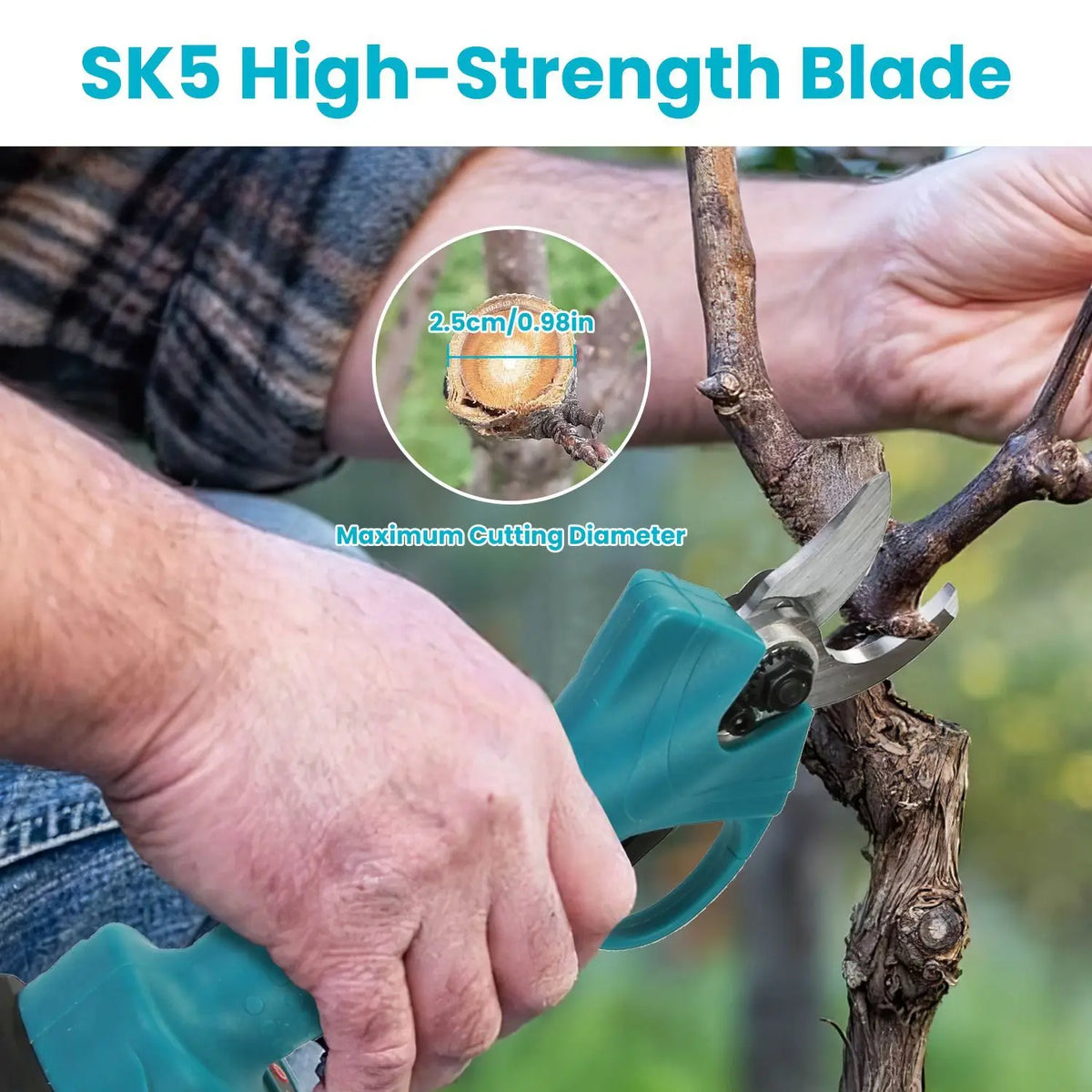 MounTEK 4-in-1 Pole Pruning Shears, Electric Pruning Shears & pole saws for tree trimming with 7 adjustable head angles,Cordless Pole Shears and Battery Pole Saw with 2Pcs 3000mAh rechargeable batteries