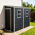 4x8 Outdoor Resin Storage Shed with Floor, 2 Windows, Ideal for Garden Tools and Bicycle Storage