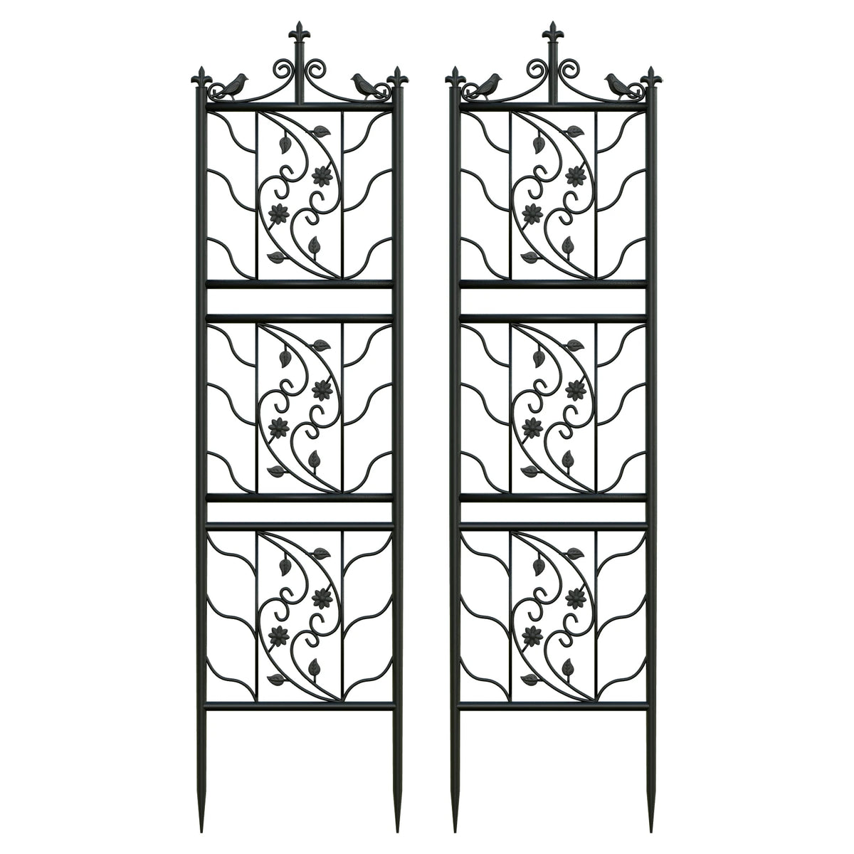 2x Tall Thick Metal Garden Trellis Bird Leaf Grid Panel Support Climbing Trellis