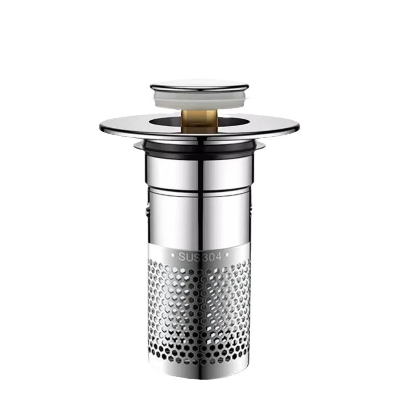 Pop-up sink/Tub stopper, Hair Catcher, Detachable Filter, Stainless Steel
