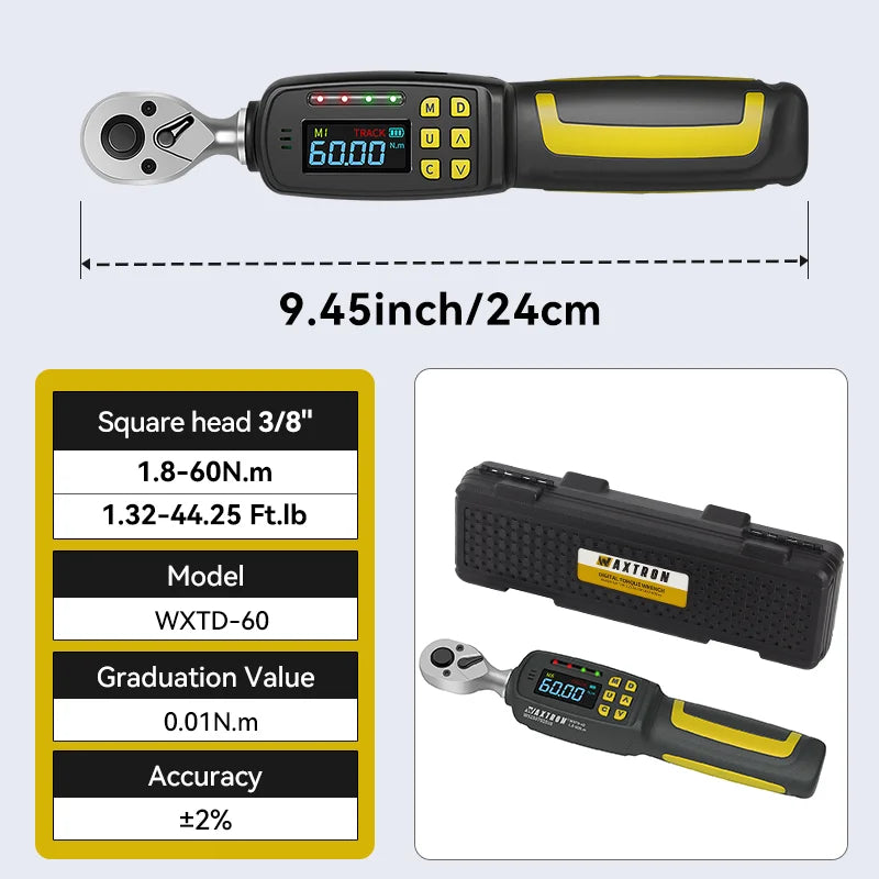 Waxtron 1/2'' Digital Torque Wrench 2% Accuracy Hand Tools 1/4'' 3/8'' Torque Wrench Digital For Auto Motorcycle Bike Waxtron Hot