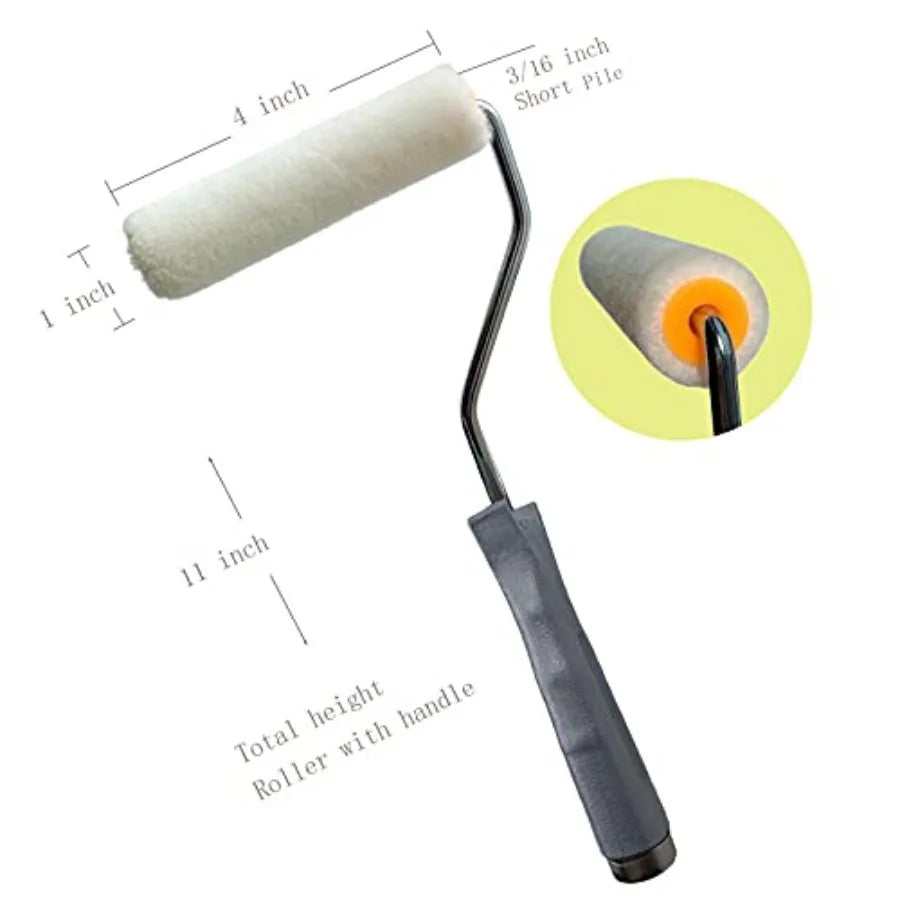 Small Paint Roller Set with Short Nap Roller Covers, 2-inch Paint Brush and Mini Paint Tray for Household Painting Touch-ups