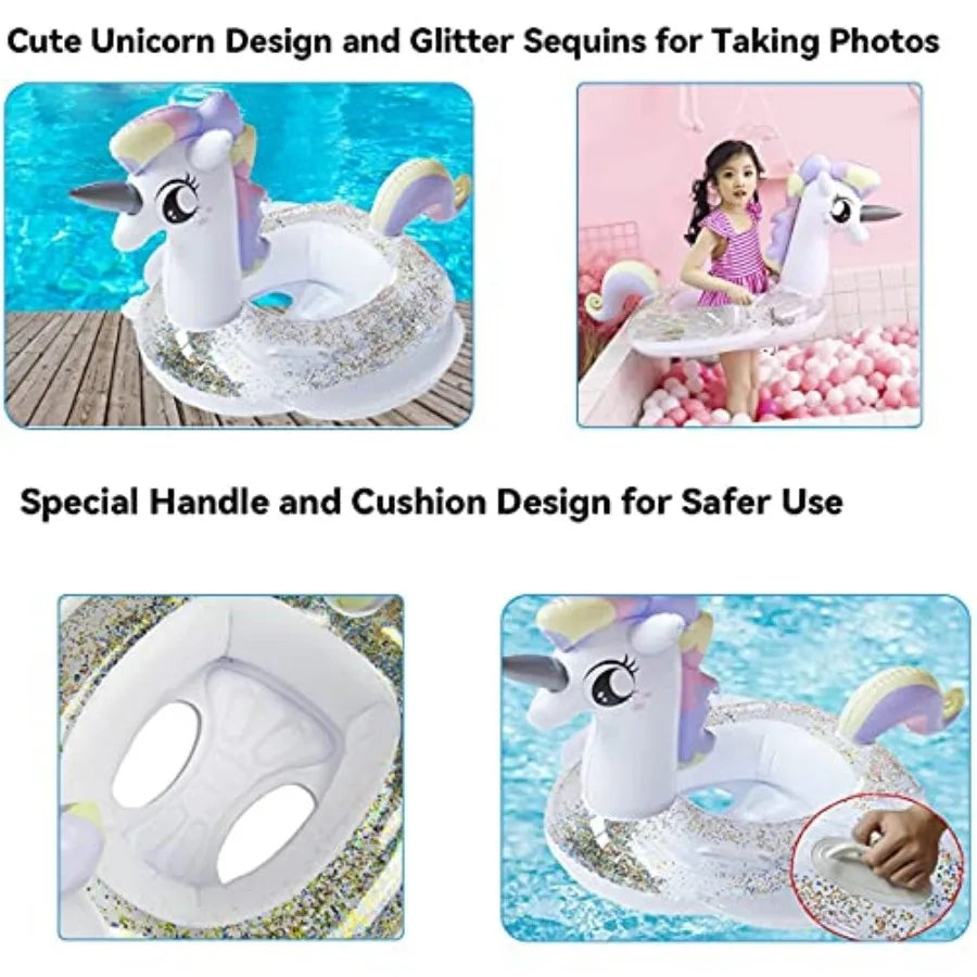 Toddler Pool Floats, Inflatable Float Raft with Handle, Water Swim Beach Floaties Toys Party Supplies, Baby Swimming Ring