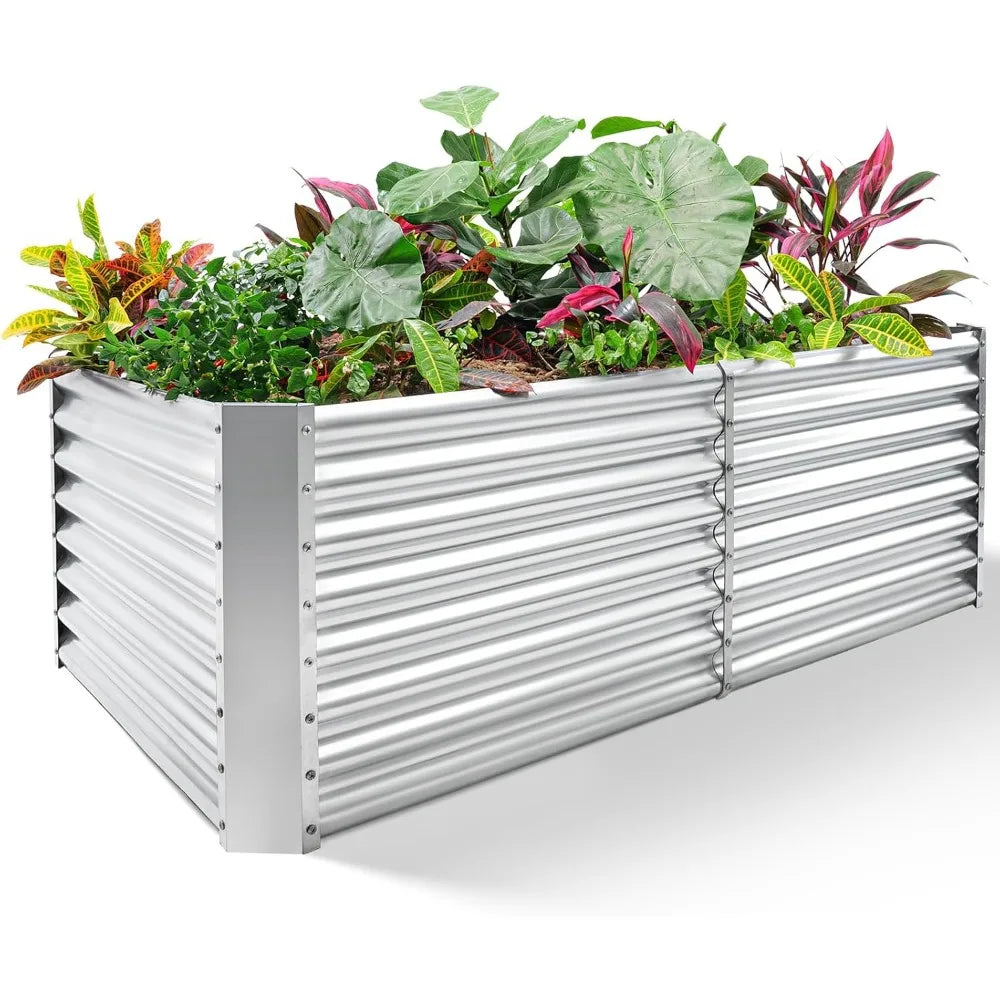 8' × 4' × 2' Galvanized Raised Garden Bed Kit, Planter Raised Garden Boxes Outdoor, Large Metal Raised Garden Beds for Vegetables.