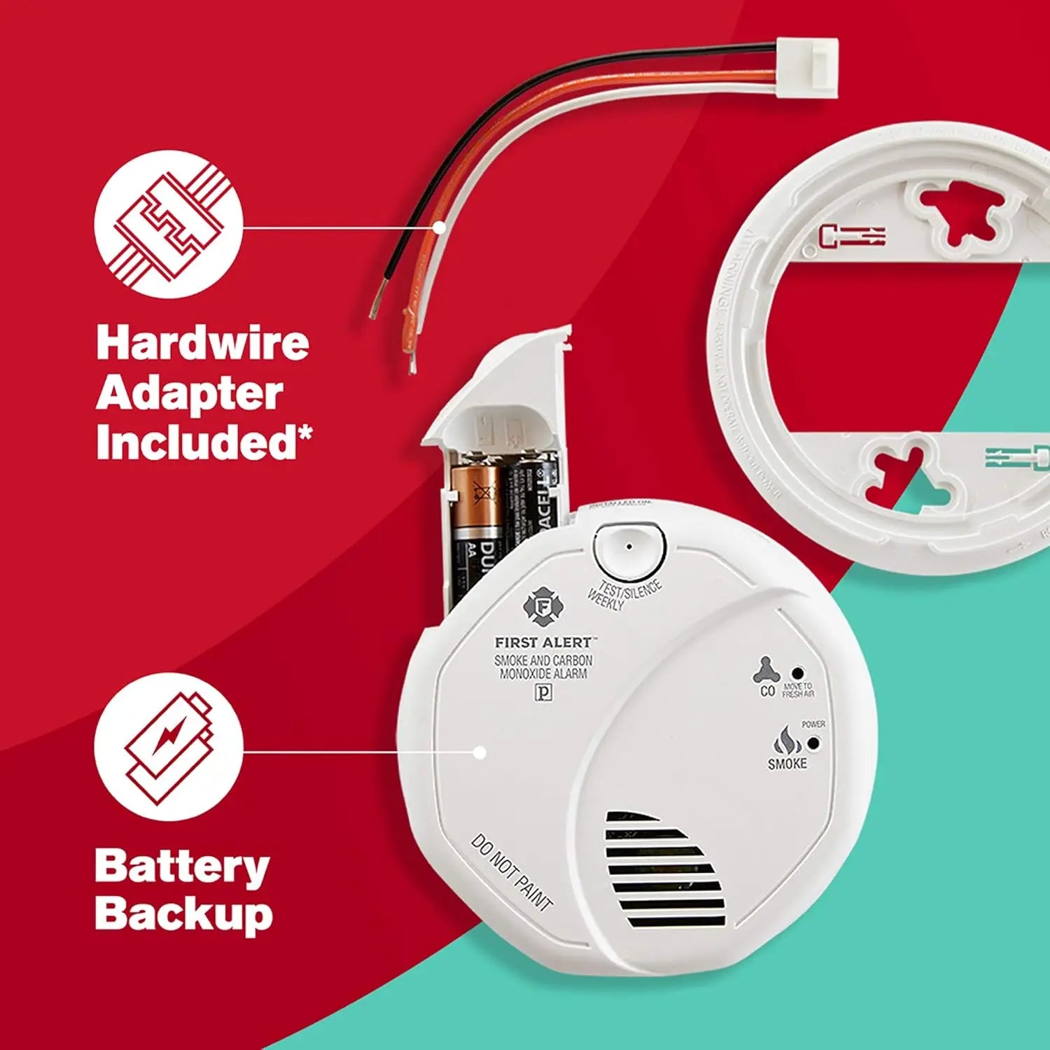 Hardwired Smoke and CO Detector with Battery Backup, 3-Pack for Home Safety