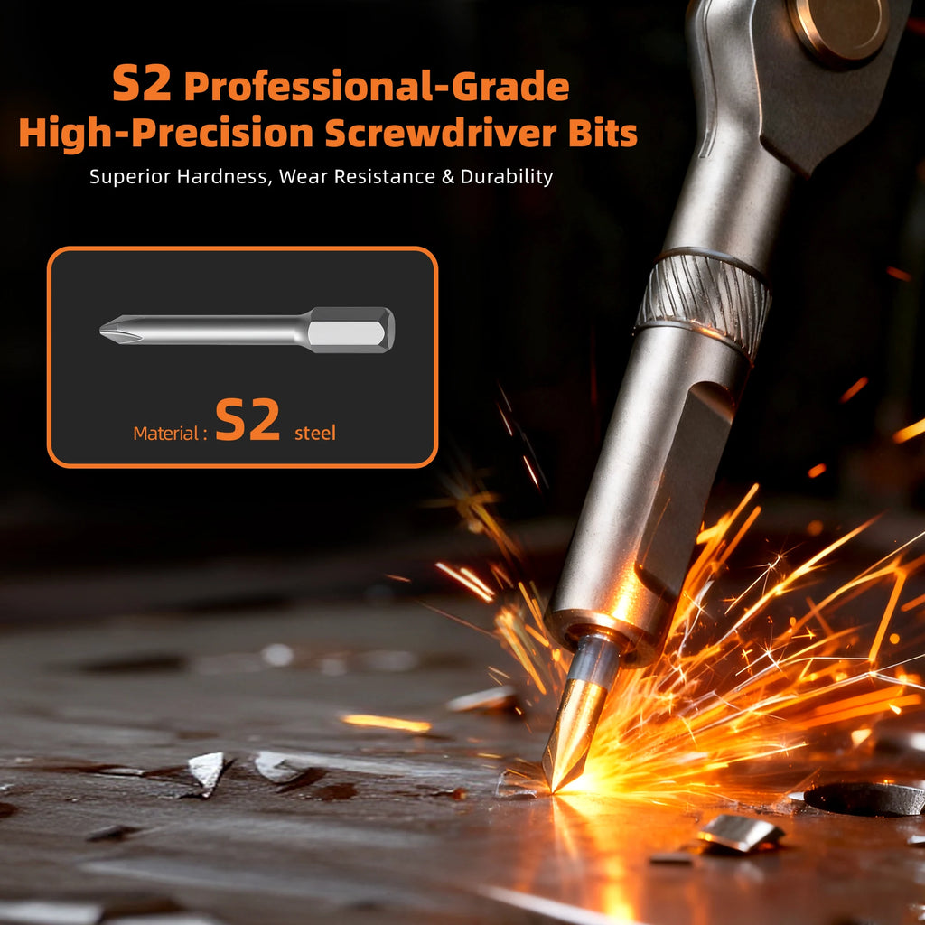 ANX Tech 42in1 Magnetic Ratchet Screwdriver Kit for Home DIY | S2 Steel Bits, Storage Case, Detachable T-Handle, for Computer, Bicycle, Furniture, DIY
