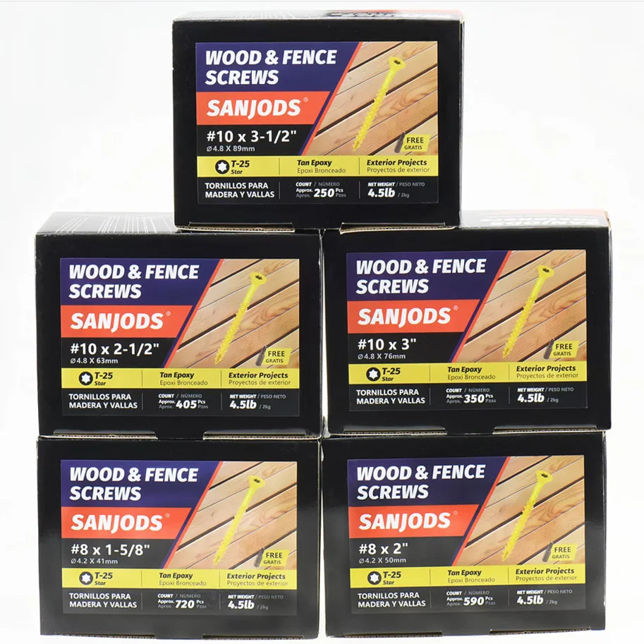 #8 #10 Wood Screws, Exterior Epoxy Coated, Torx Drive Bit Included