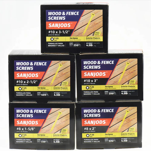 #8 #10 Wood Screws, Exterior Epoxy Coated, Torx Drive Bit Included
