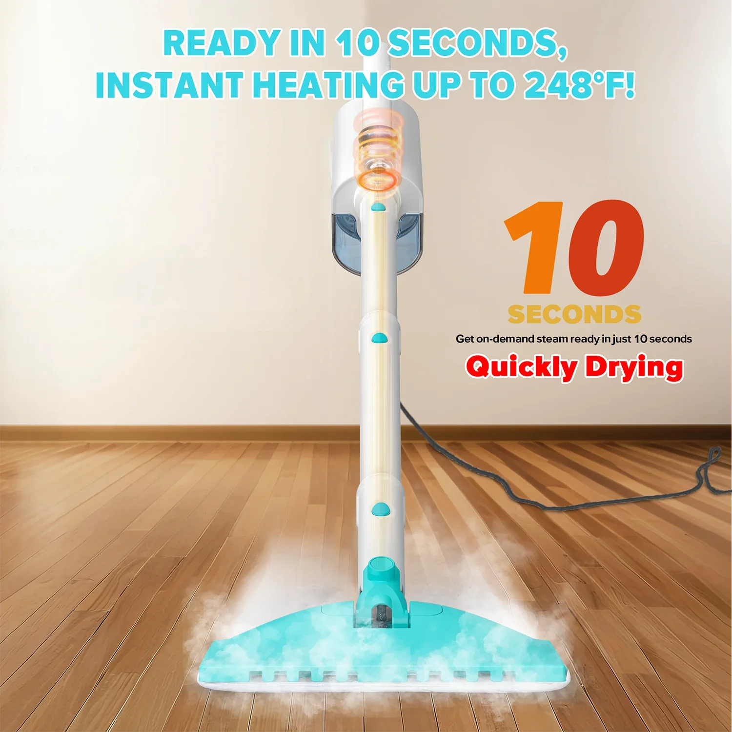INSE Steam Mop 1200W Powerful Scrubbing Steam Vac Mop High Temperature Detachable Hard Floor Steam Cleaner for Carpet Kitchen F1