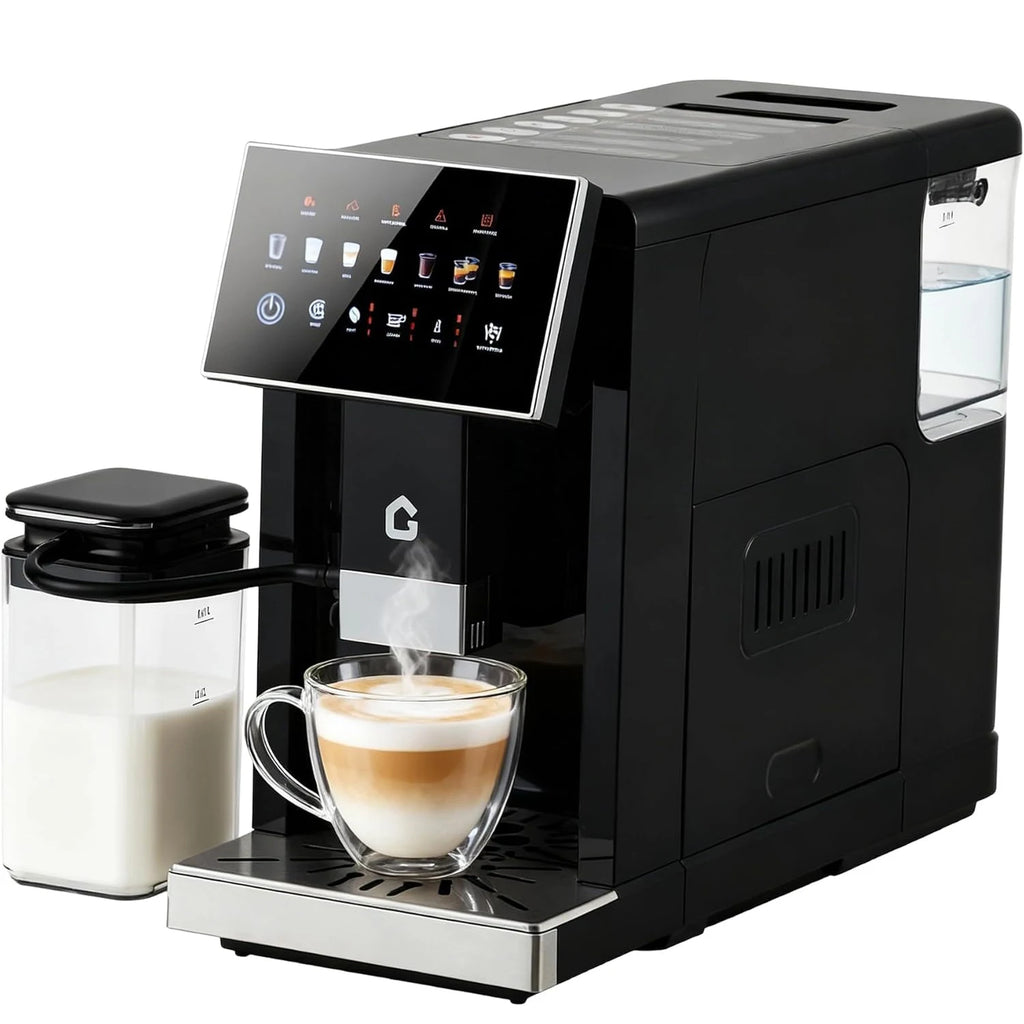 Acekool 3rd-Gen Espresso Coffee Maker with Milk Frother - Removable Brewer & Grinder, Adjustable Coarseness/Flavor, Detachable Milk Tank