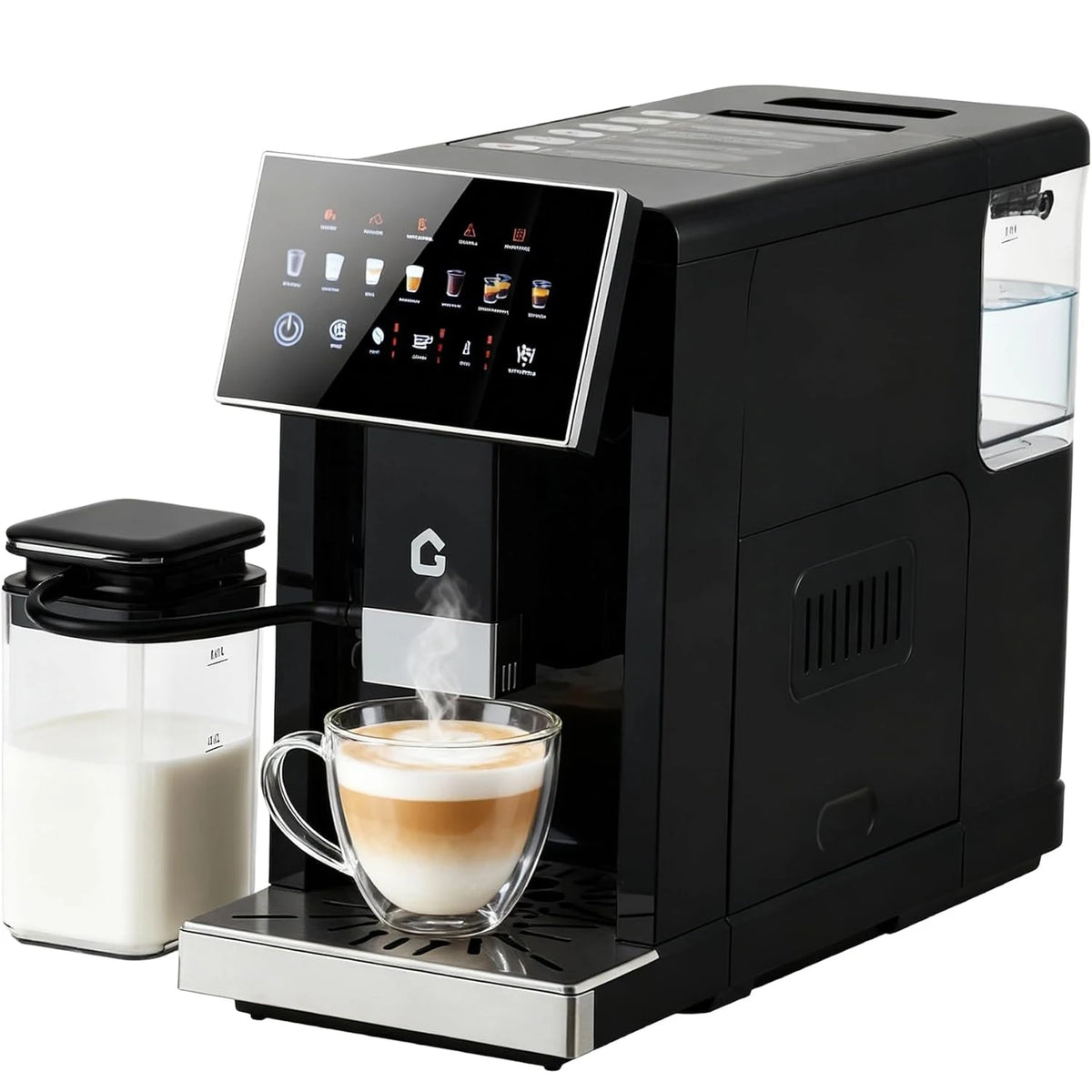 Acekool 3rd-Gen Espresso Coffee Maker with Milk Frother - Removable Brewer & Grinder, Adjustable Coarseness/Flavor, Detachable Milk Tank