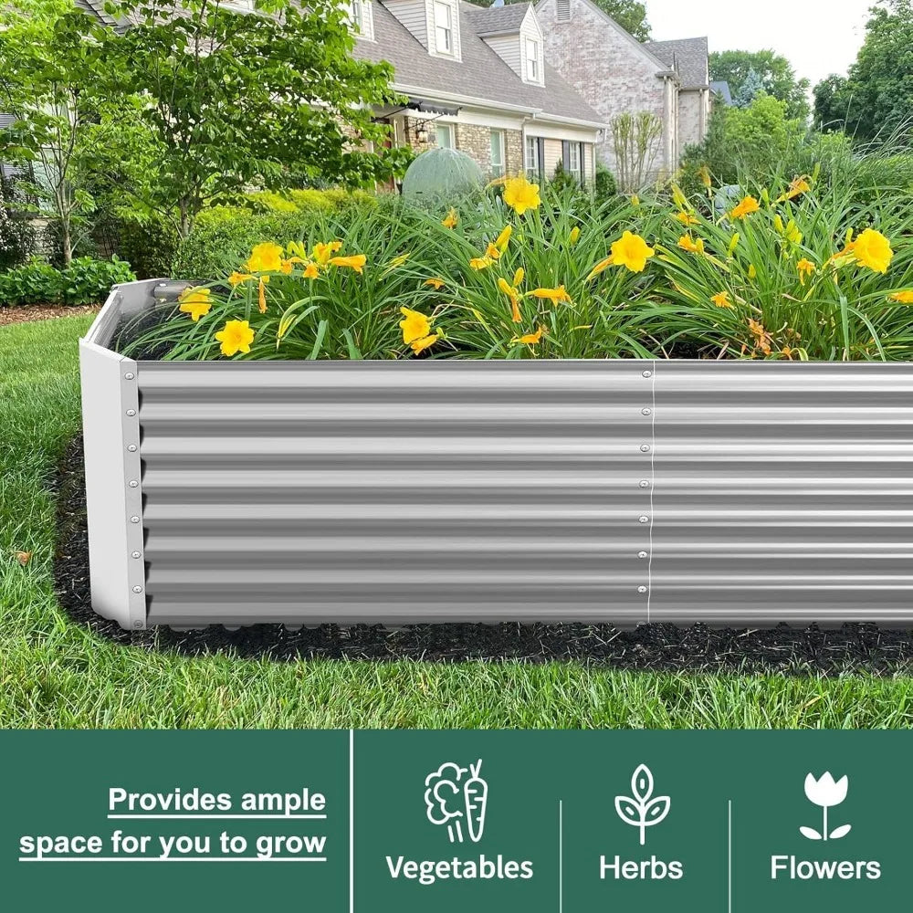 8' × 4' × 2' Galvanized Raised Garden Bed Kit, Planter Raised Garden Boxes Outdoor, Large Metal Raised Garden Beds for Vegetables.
