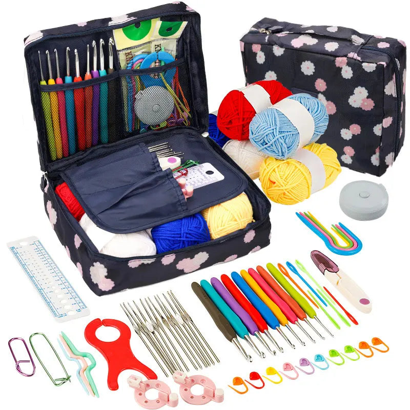 Crochet Kit Beginners, Crochet Hook Set with Crochet Yarn, Portable Set, Travel Crochet Supplies, 58 Pc Crochet Kit