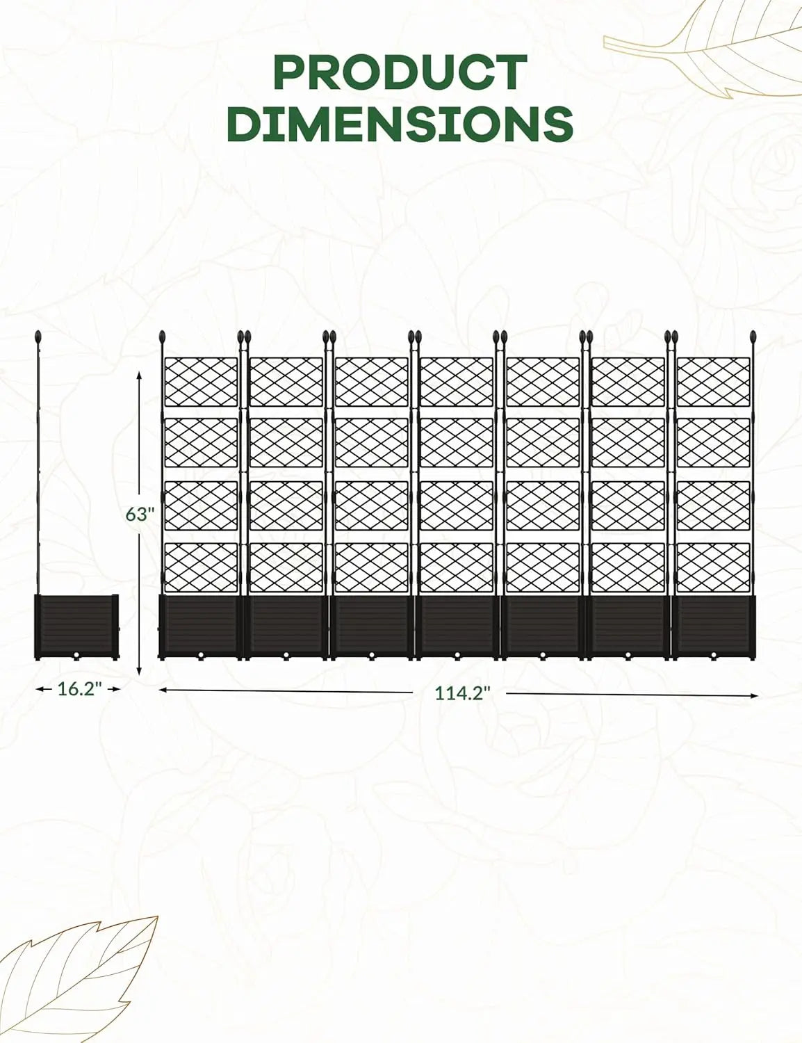 Plastic Planter Box w/ Trellis Rack, 5.25FT Tall Raised Garden Bed, Balcony/Patio Flower Vegetable Planting