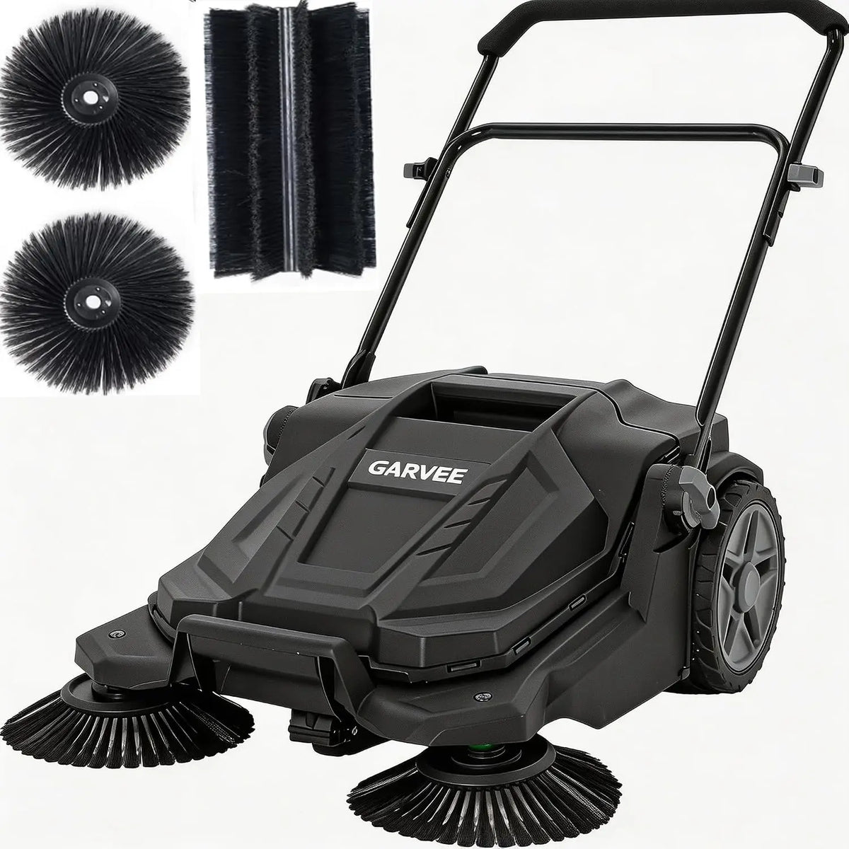 Twister.Ck 26" Hand Push Walk-Behind Sweeper, 5-Gallon Debris Container, Multi-Adjustable Folding Handle — Lifts Flattened Grass & Sweeps Debris