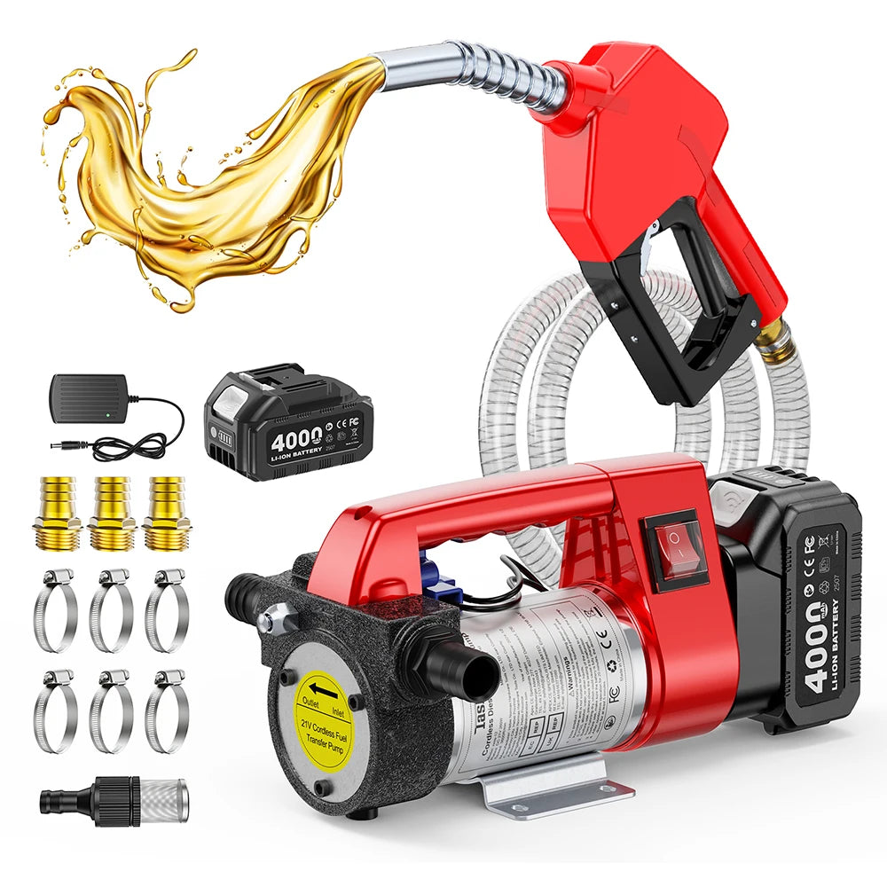 TaskStar 21V Electric Fuel Pump For Diesel Trucks Tractors Diesel Transfer Pump 45 L/min For Makita 18V Battery Pin
