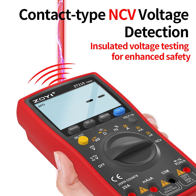 Digital multimeter. 19999 Counts Display, True RMS AC Measurement, Contact Type NCV Voltage Detection