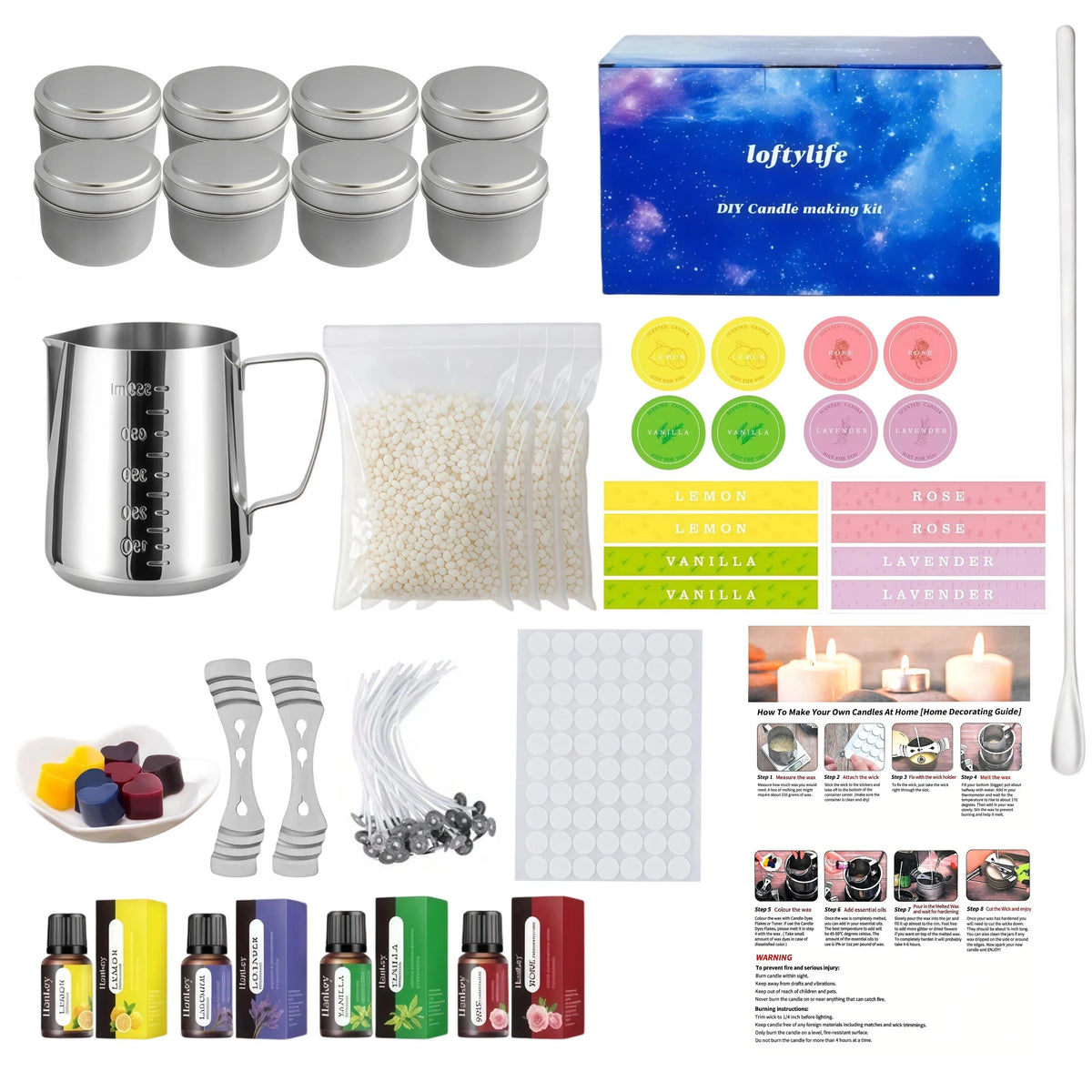 loftylife Candle Making Kit for Beeswax DIY Candle Crafting Kit with Essential Oils And Cotton Wicks Home Decor And Relaxation
