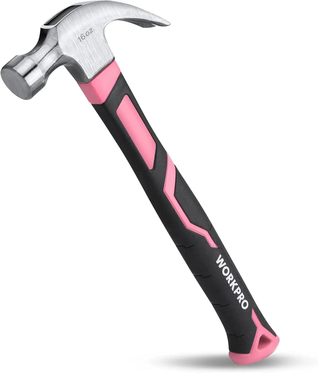 16 oz Claw Hammer with Fiberglass Handle, Forged Steel Head for All-Purpose Use