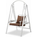 Porch Swing with Stand, 350lbs Heavy-Duty Metal e Outdoor Swing or Adults with Dual Side Trays, Adjustable Chains, Zippered Remo