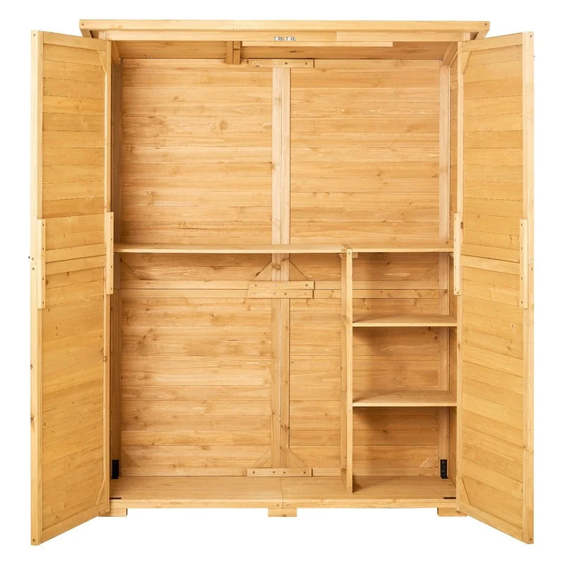 55x67.5 Inch Outdoor Wooden Garden Shed with Metal Roof Waterproof Storage for Tools