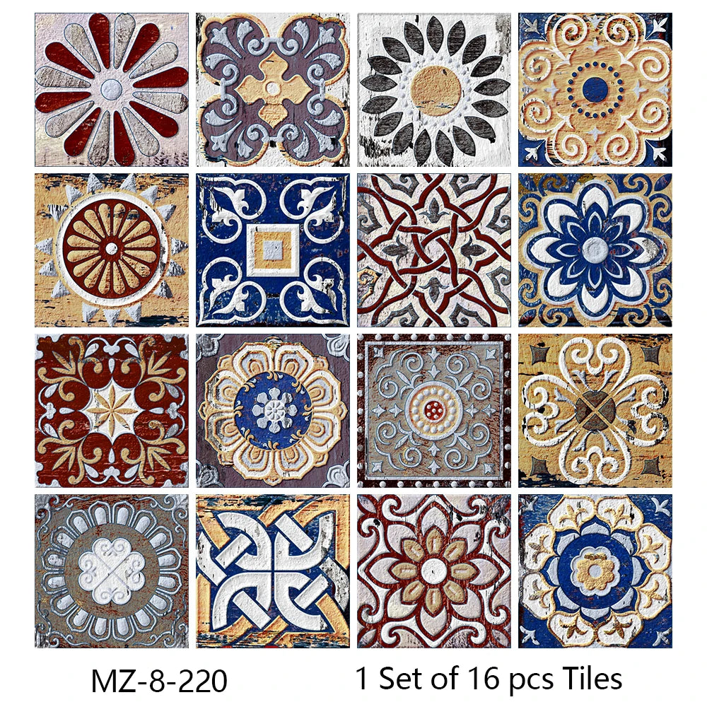 Waterproof Tiles, Peel And Stick, 16 Pieces/Set, PVC
