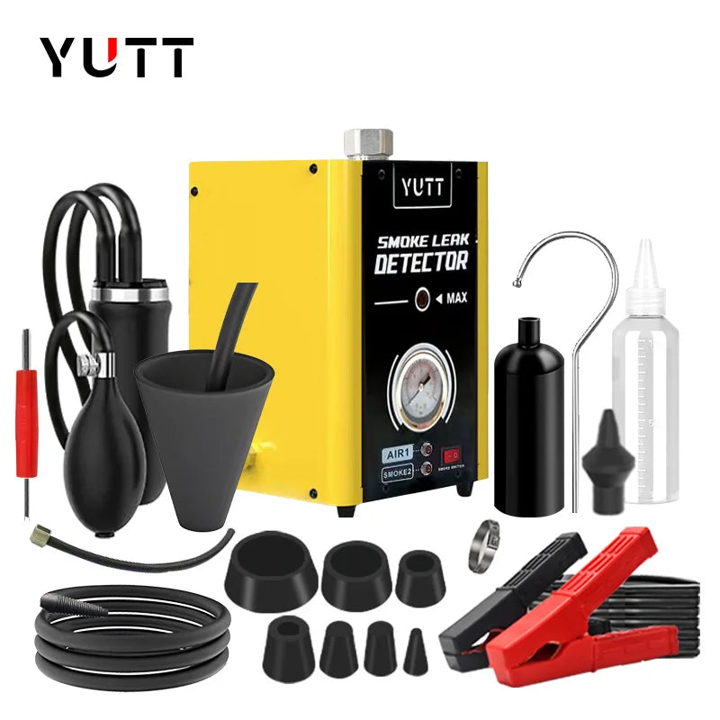 YUTT YTA02 Automotive Smoke Leak DetectorMachine, Dual Air Mode & Smoke ModeLeak Tester with Built-in Pressure Gauge,EVAP Fuel Vacuum Pipeline Diagnostic ToolKit, Universal Compatible with All 12V Cars,Full Accessories includ