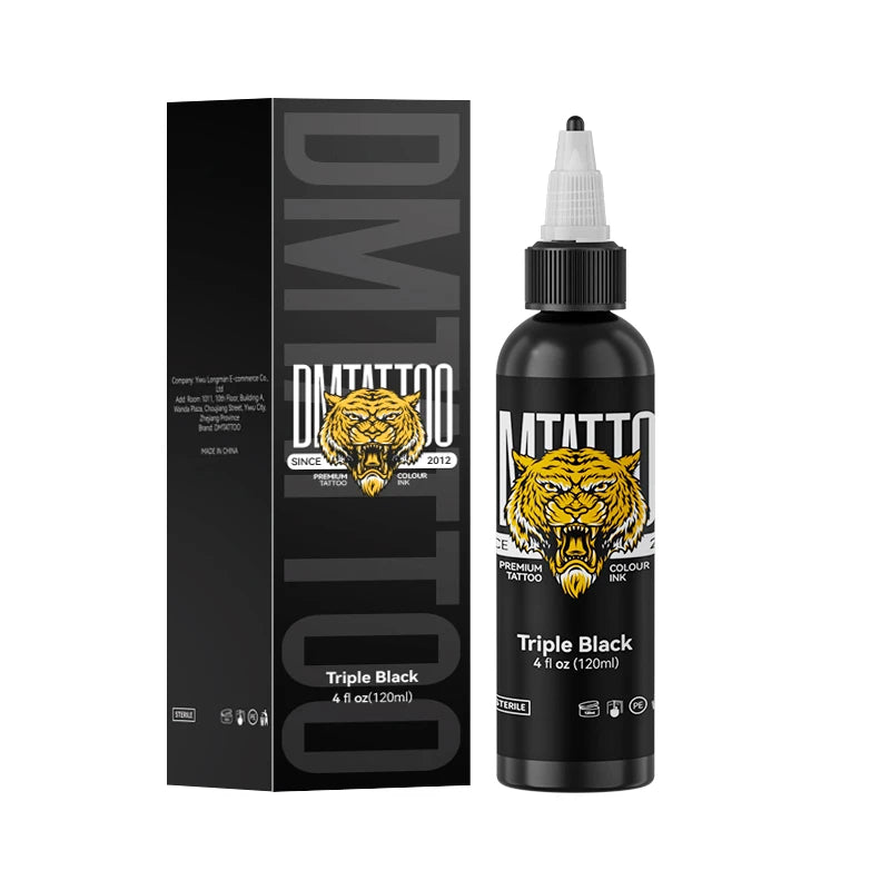 DM 120ml Tattoo Ink Pigment True Black/Triple Black/Brite White Professional Beauty Paints Makeup Tattoo Supplies Semi-permanent