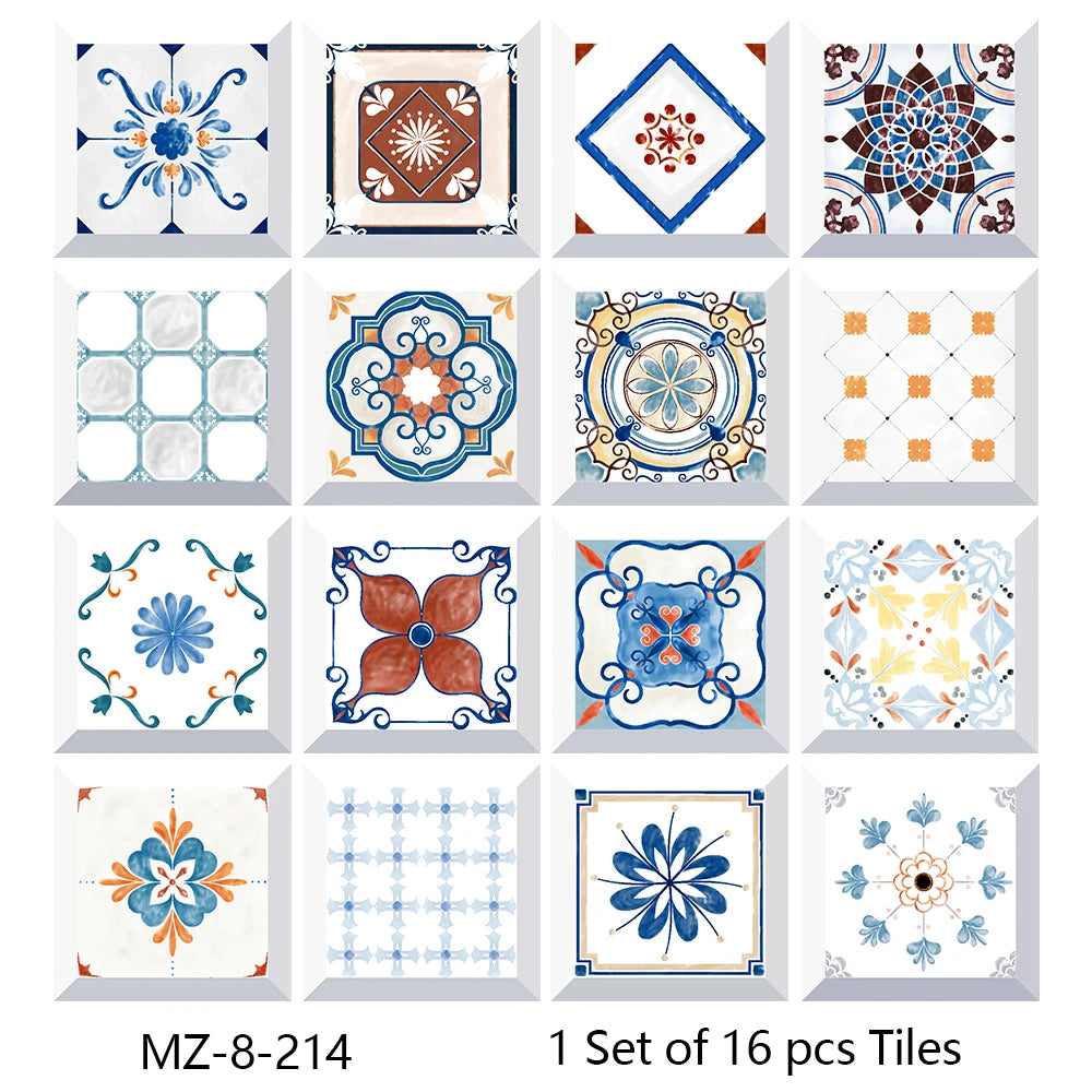 Waterproof Tiles, Peel And Stick, 16 Pieces/Set, PVC
