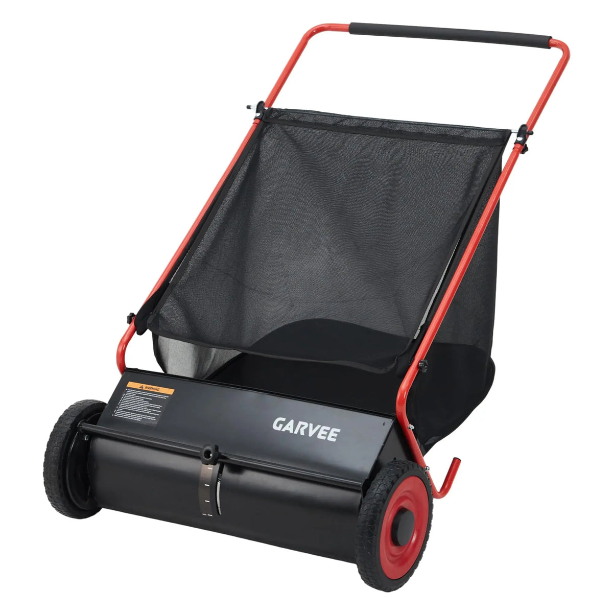 HiMiss Push Lawn Sweeper 26in Leaf & Grass Collector, 7 Cu.Ft Hopper Bag With Cover, Adjustable Brush Height, Steel Yard Sweeper