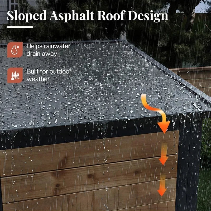 Jocisland Solid Fir Wood Outdoor Storage Shed,Garden Tool Shed with Foldable Workbench, Adjustable Shelves,Sloping Roof