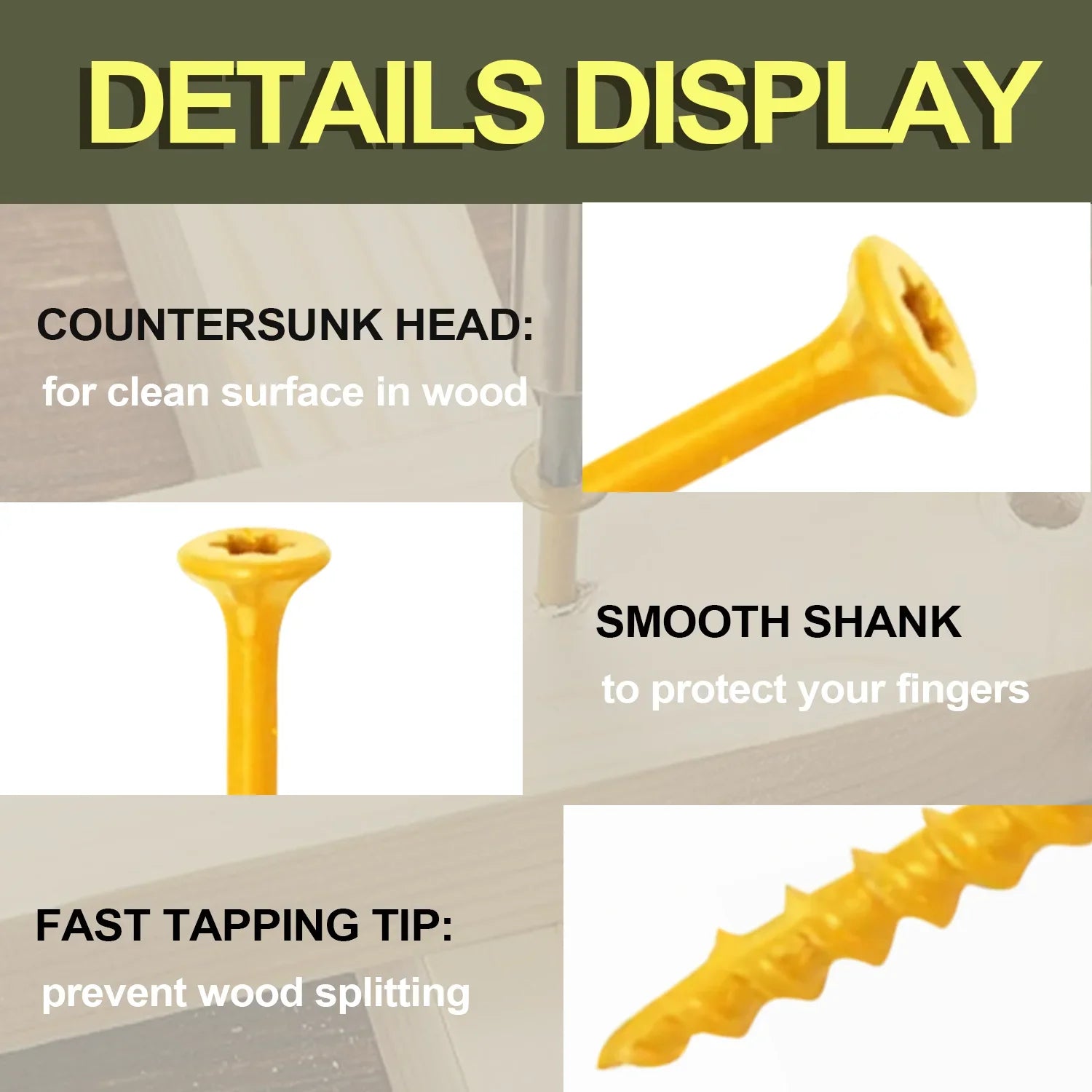 #8×2" Wood Screws, Carbon Steel, C4 Anti-Rust Coated, 450 Count